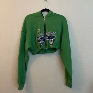 Cropped Green Zip Up Jacket
